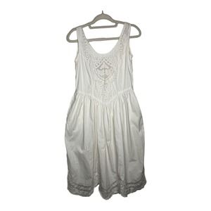 Vintage Dress Bow Back Eyelets Cotton Summery Lace Cream Tafadal Womens Small